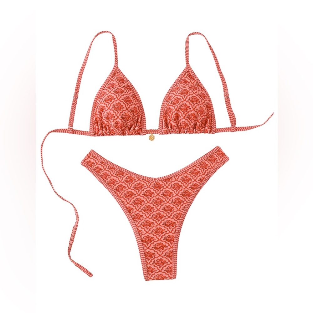 Beaudrm Two Piece Bikini Swimsuit Women’s Size L Brazilian Orange Sexy NWOT